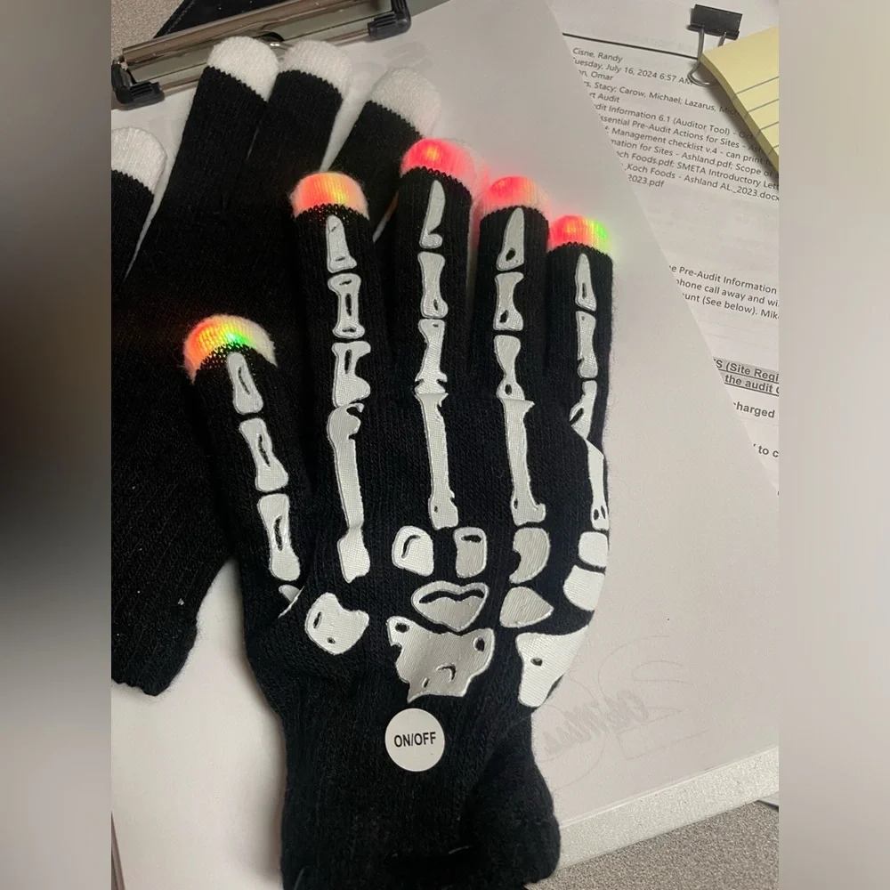 Color Changing LED Lights Skeleton Gloves, NWOT